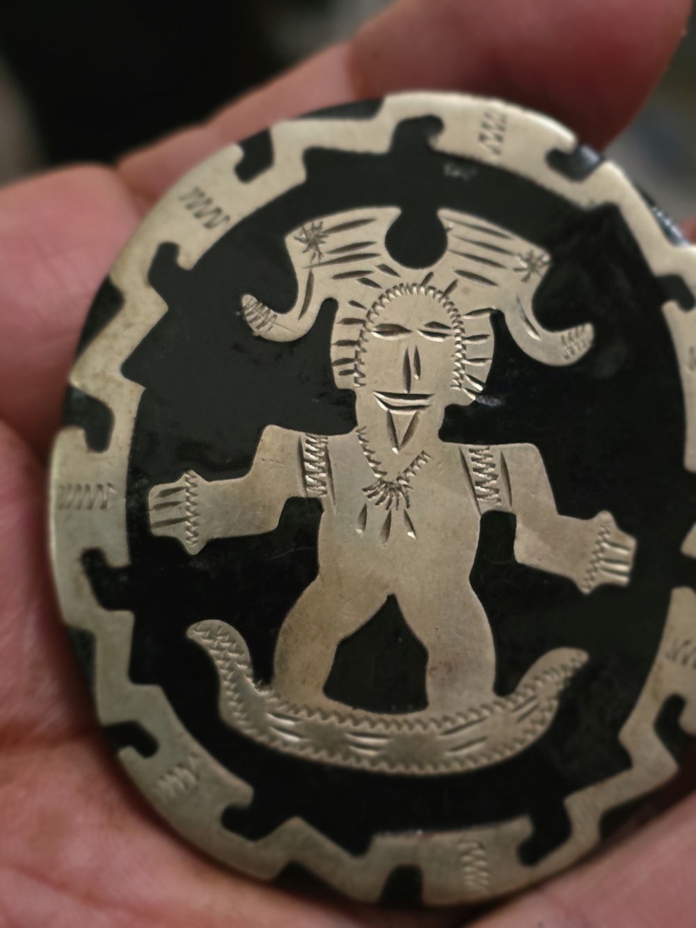 Handcrafted Black and Silver Tribal Pendant Necklace - Men Accessories